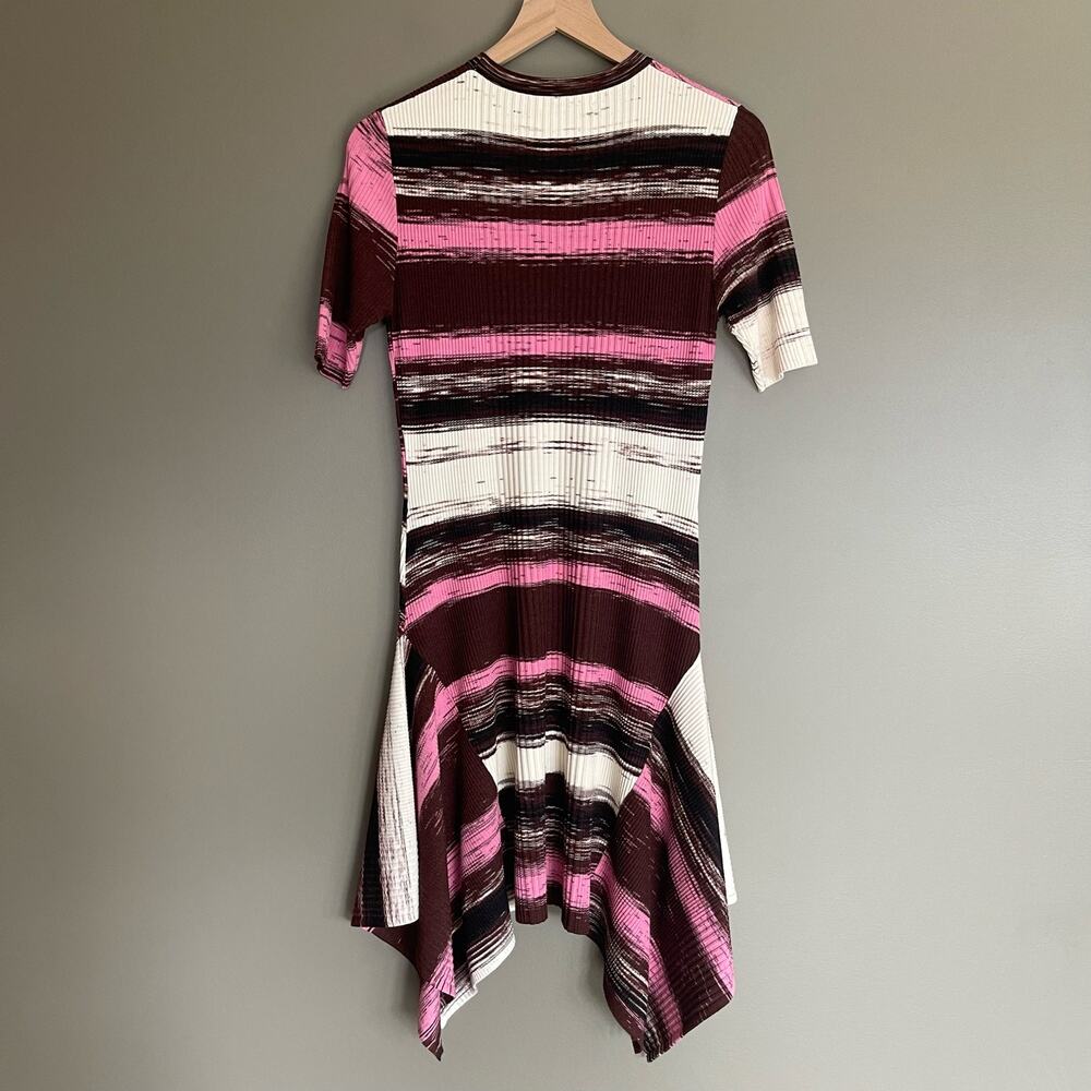 Opening Ceremony Delta Rib Knit Dress Size Medium Handkerchief Hem Pink Melange - Picture 12 of 16